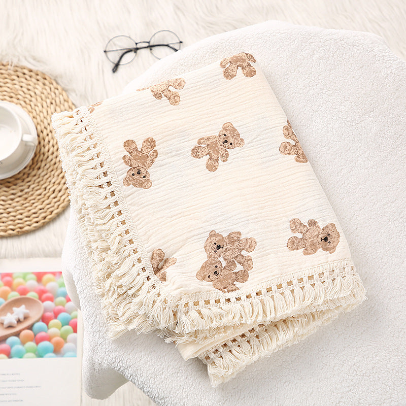 Soft Cotton Tassel Baby Stroller Blanket