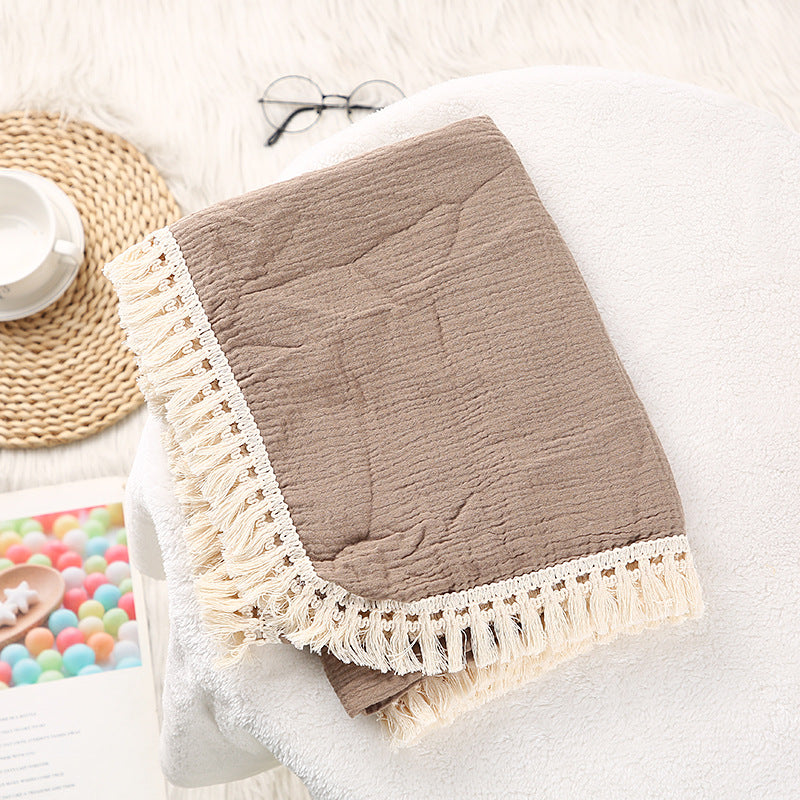 Soft Cotton Tassel Baby Stroller Blanket