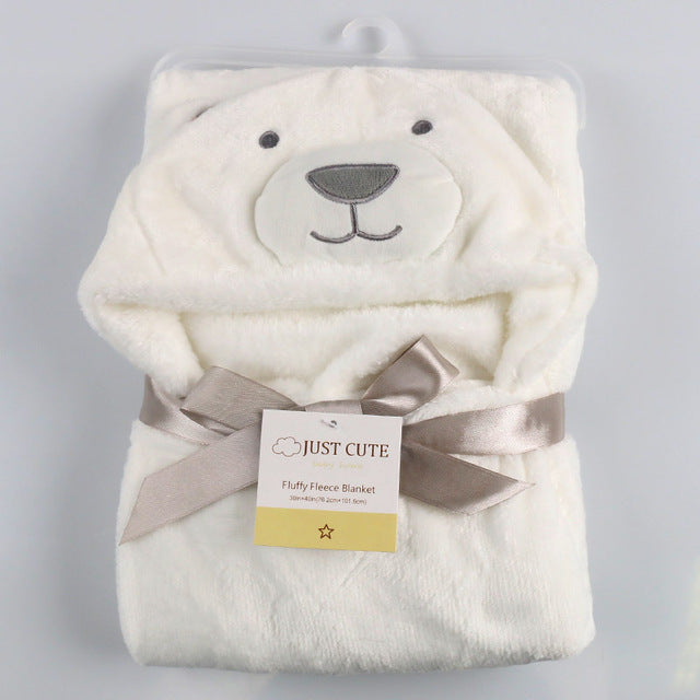 Baby fleece hooded towels bathrobe