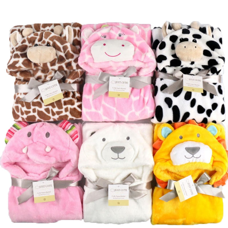 Baby fleece hooded towels bathrobe