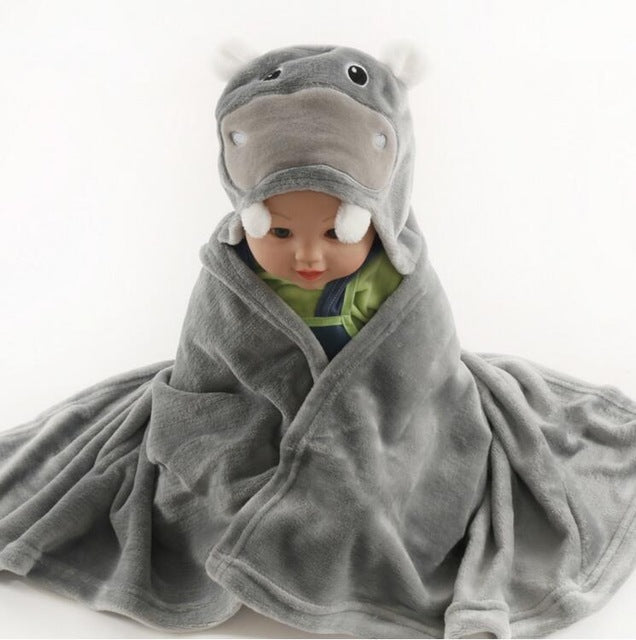 Baby fleece hooded towels bathrobe