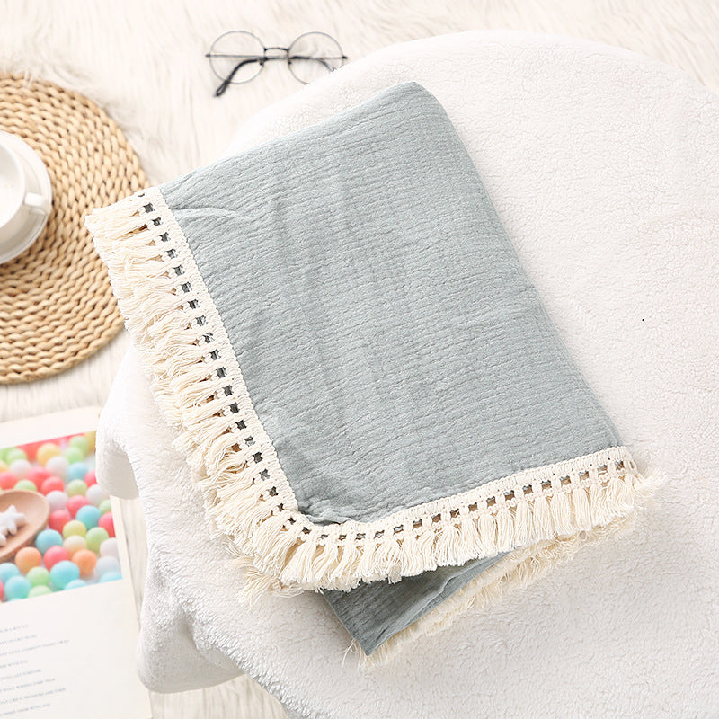 Soft Cotton Tassel Baby Stroller Blanket