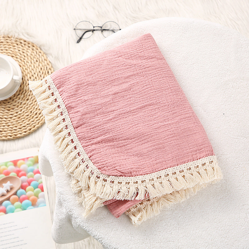 Soft Cotton Tassel Baby Stroller Blanket