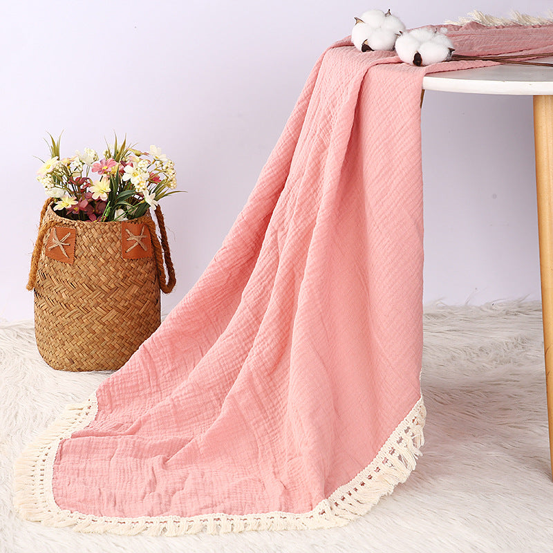 Soft Cotton Tassel Baby Stroller Blanket