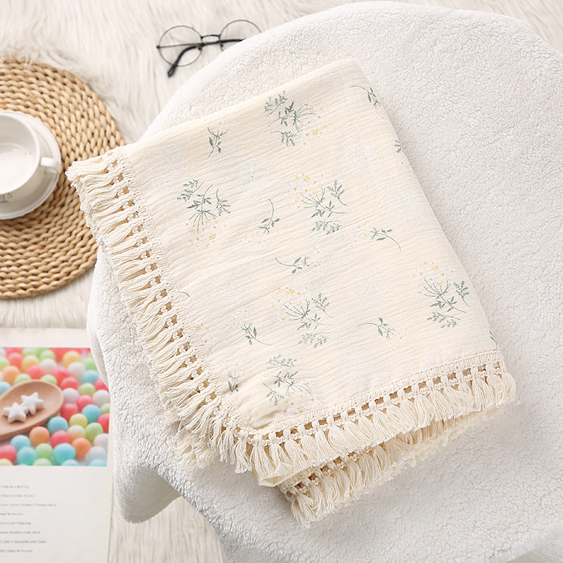 Soft Cotton Tassel Baby Stroller Blanket